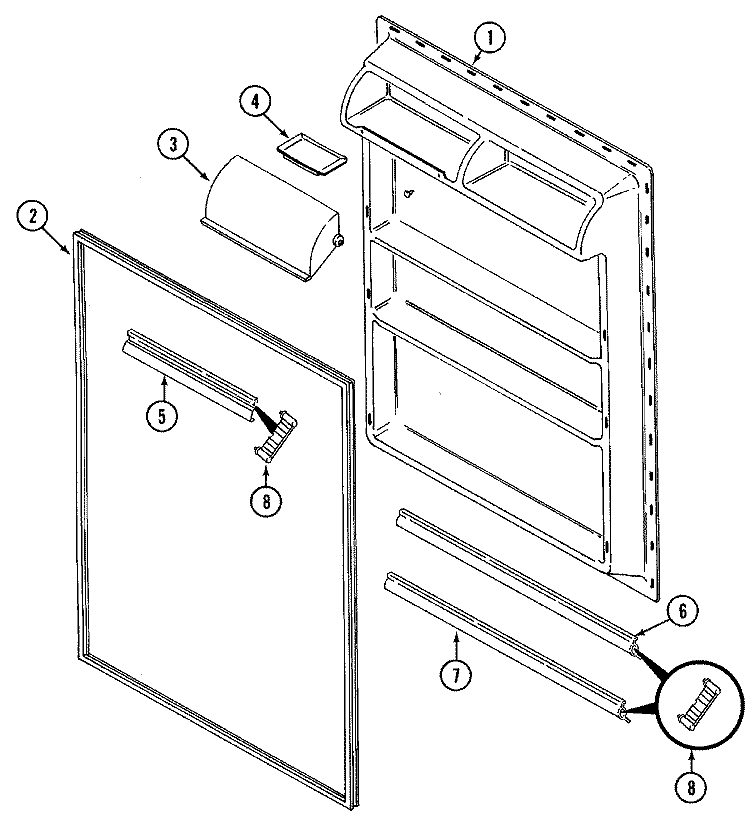 FRESH FOOD INNER DOOR Diagram and Parts List for CT19Y5FW  Crosley Refrigerator