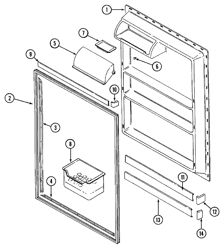 FRESH FOOD INNER DOOR Diagram and Parts List for RTT2100DAE  Maytag Refrigerator