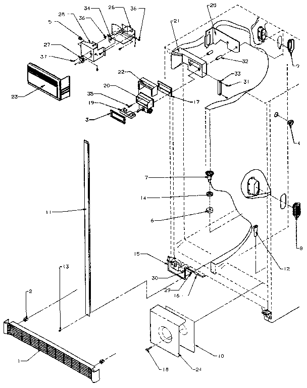 Air Flow Diagram and Parts List for SXDE27N-P1162206W  Amana Refrigerator
