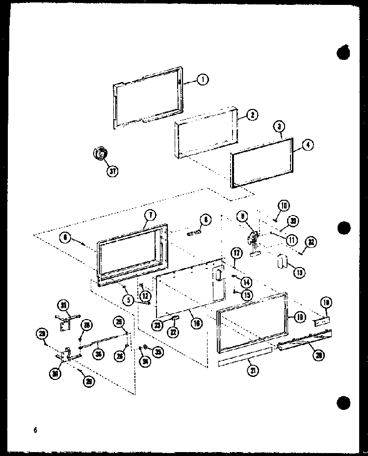 Door Assembly Diagram and Parts List for RC10B-DD P72650-2M Amana Microwave