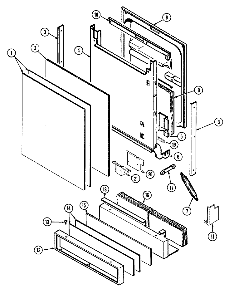 DOOR Diagram and Parts List for DWU5915BAX  Maytag Dishwasher