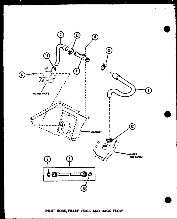Inlet Hose Diagram and Parts List for LW3903L-P1122408WL  Amana Washer
