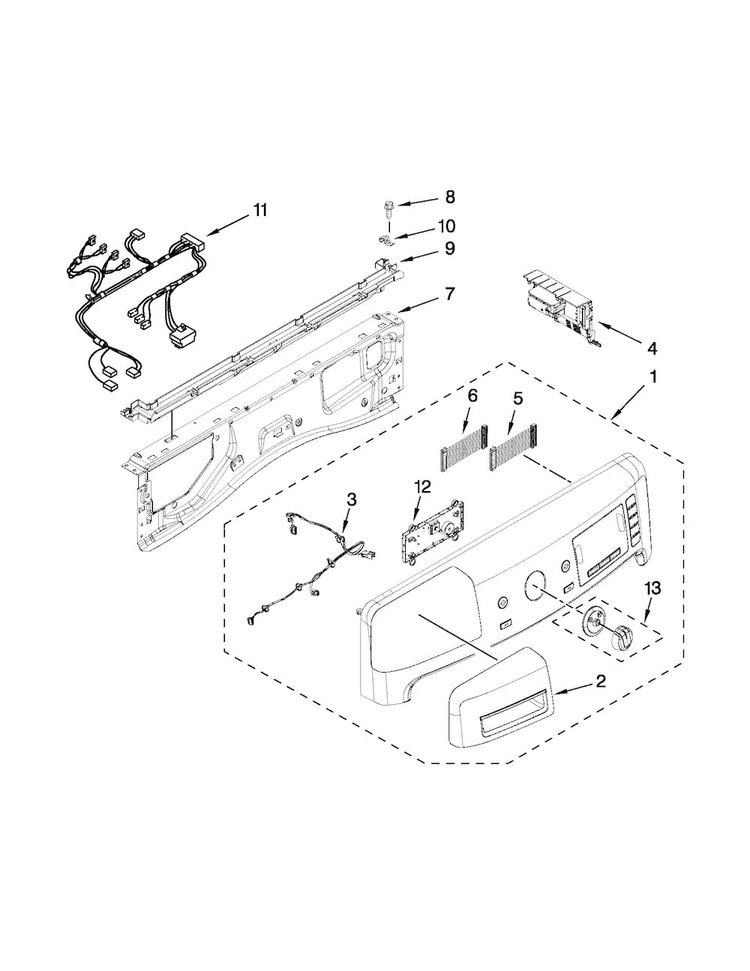 Control Panel Parts Diagram and Parts List for MHW7000XR2  Maytag Washer