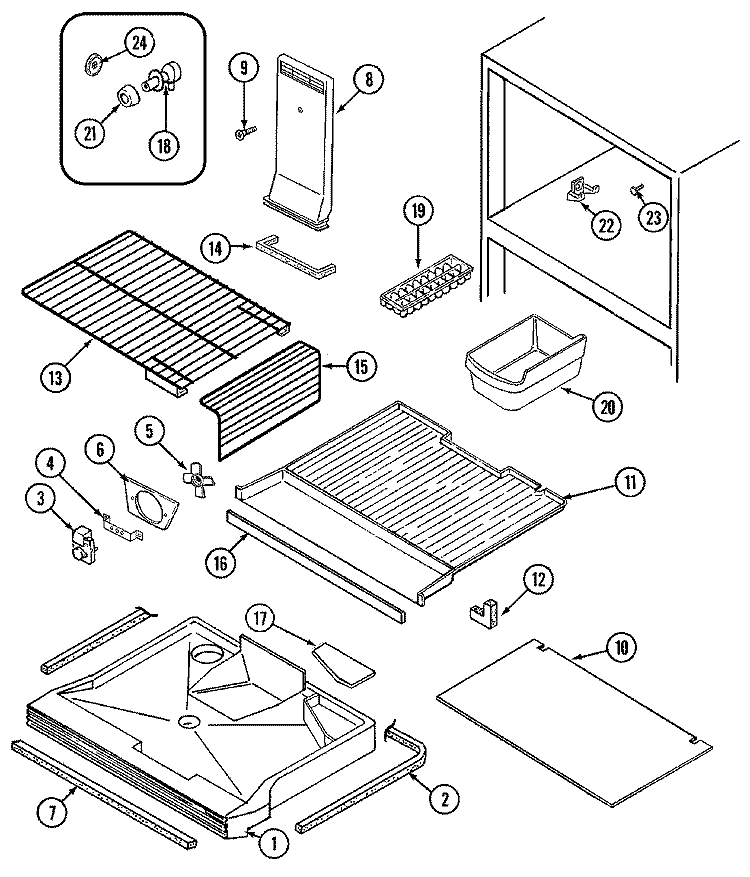 FREEZER COMPARTMENT Diagram and Parts List for RTT2100DAE  Maytag Refrigerator
