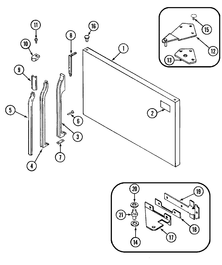 FREEZER OUTER DOOR Diagram and Parts List for RTM1500DAE  Maytag Refrigerator