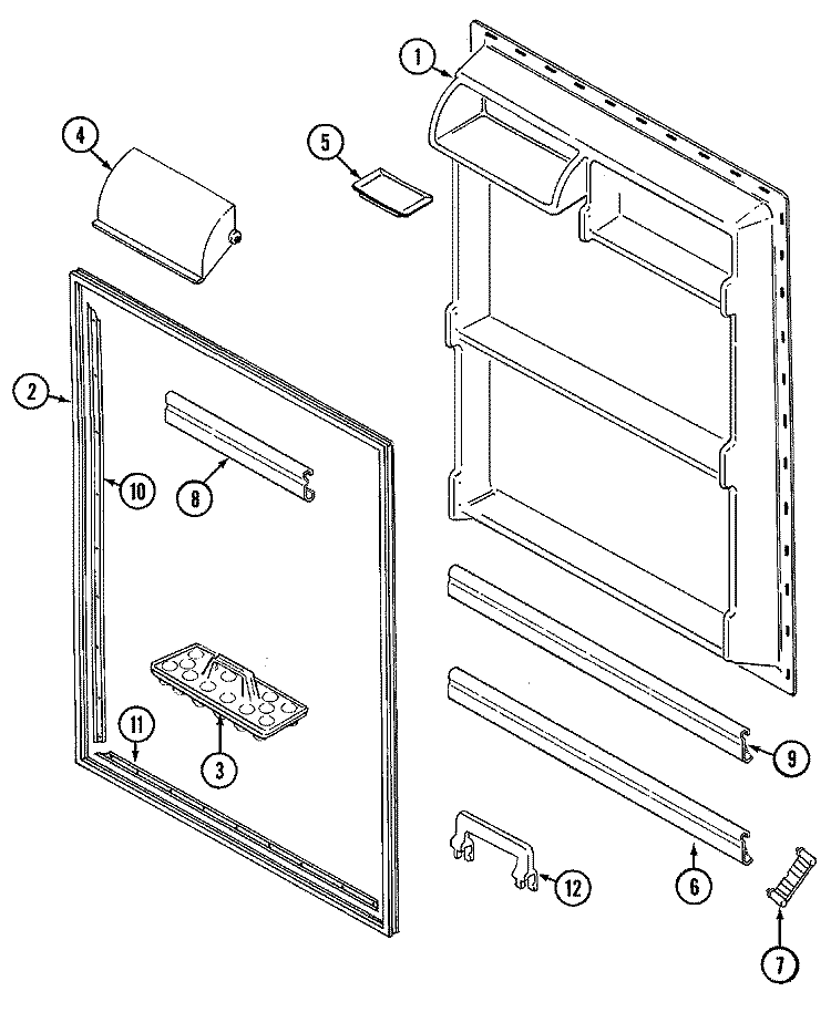 FRESH FOOD INNER DOOR Diagram and Parts List for GT15B4N3EA  Admiral Refrigerator