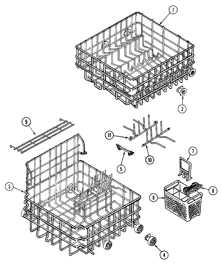 RACKS Diagram and Parts List for DWU7910BAM  Maytag Dishwasher