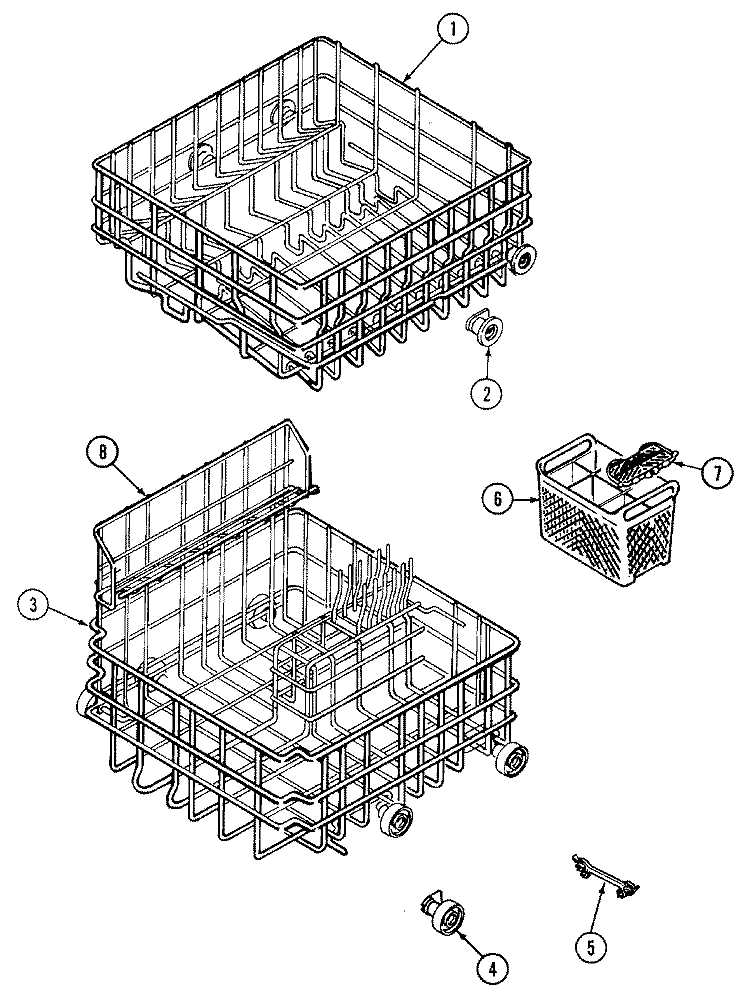 RACKS Diagram and Parts List for DWU5915BAX  Maytag Dishwasher