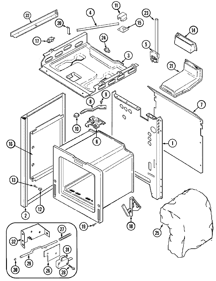 BODY Diagram and Parts List for CHG9800BAB  Maytag Range