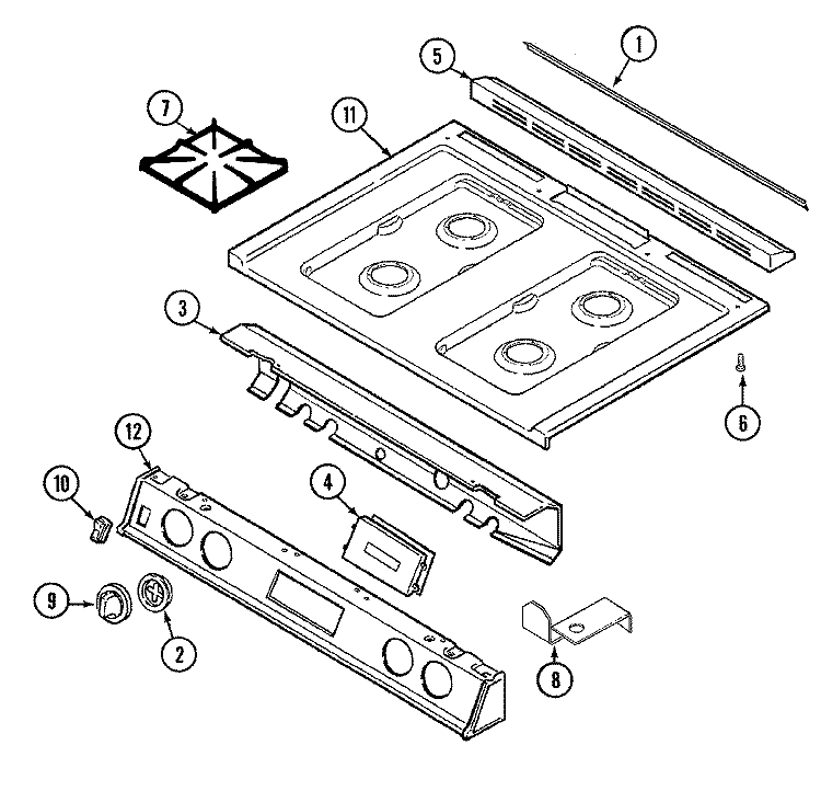 TOP ASSEMBLY Diagram and Parts List for CHG9800BAB  Maytag Range