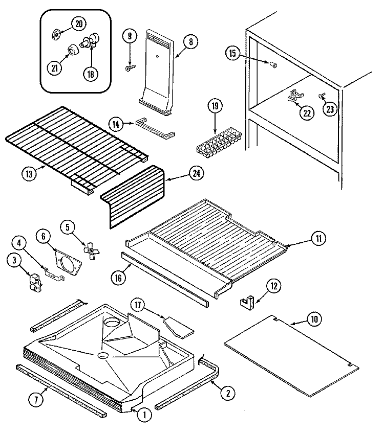 FREEZER COMPARTMENT Diagram and Parts List for RB1920TV  Amana Refrigerator