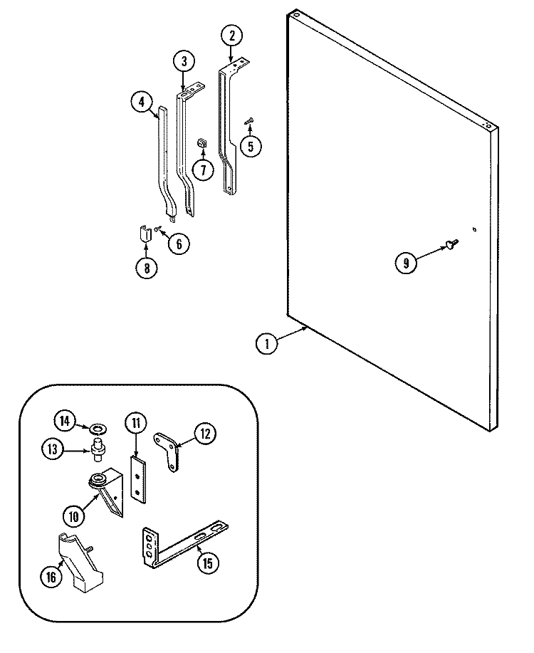 FRESH FOOD OUTER DOOR Diagram and Parts List for RB1920TV  Amana Refrigerator