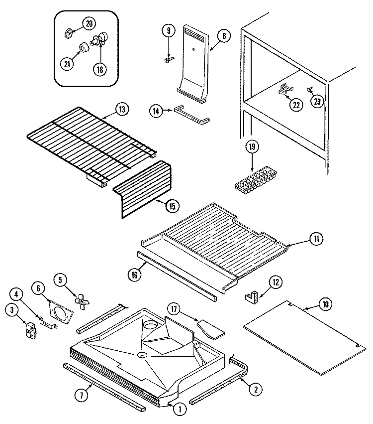 FREEZER COMPARTMENT Diagram and Parts List for RB213AM  Magic Chef Refrigerator