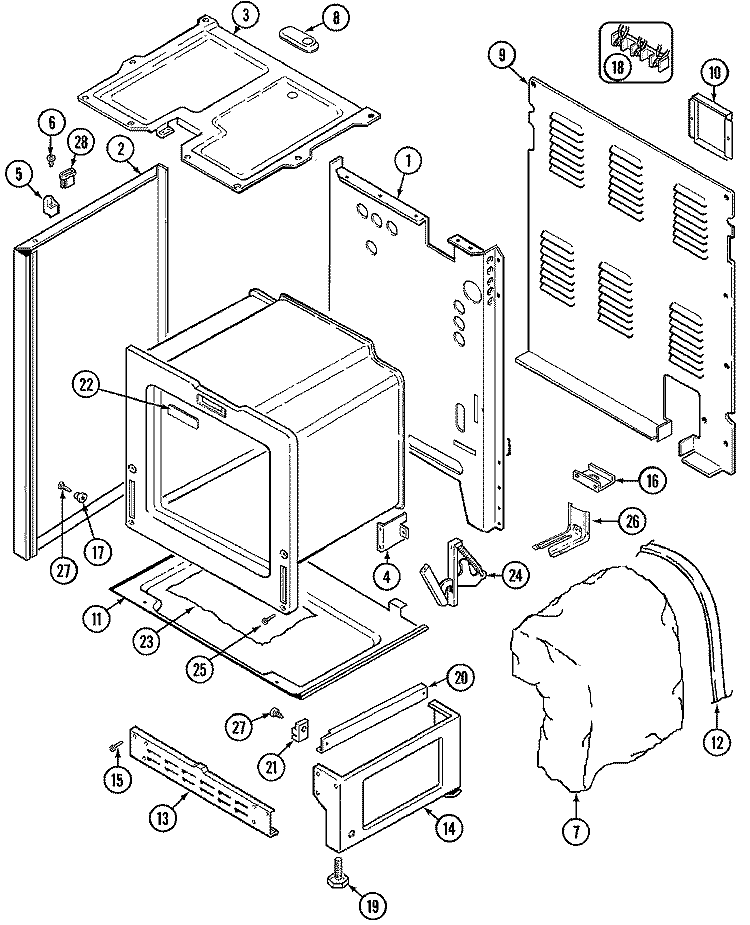 BODY Diagram and Parts List for CREA400ACL  Admiral Range