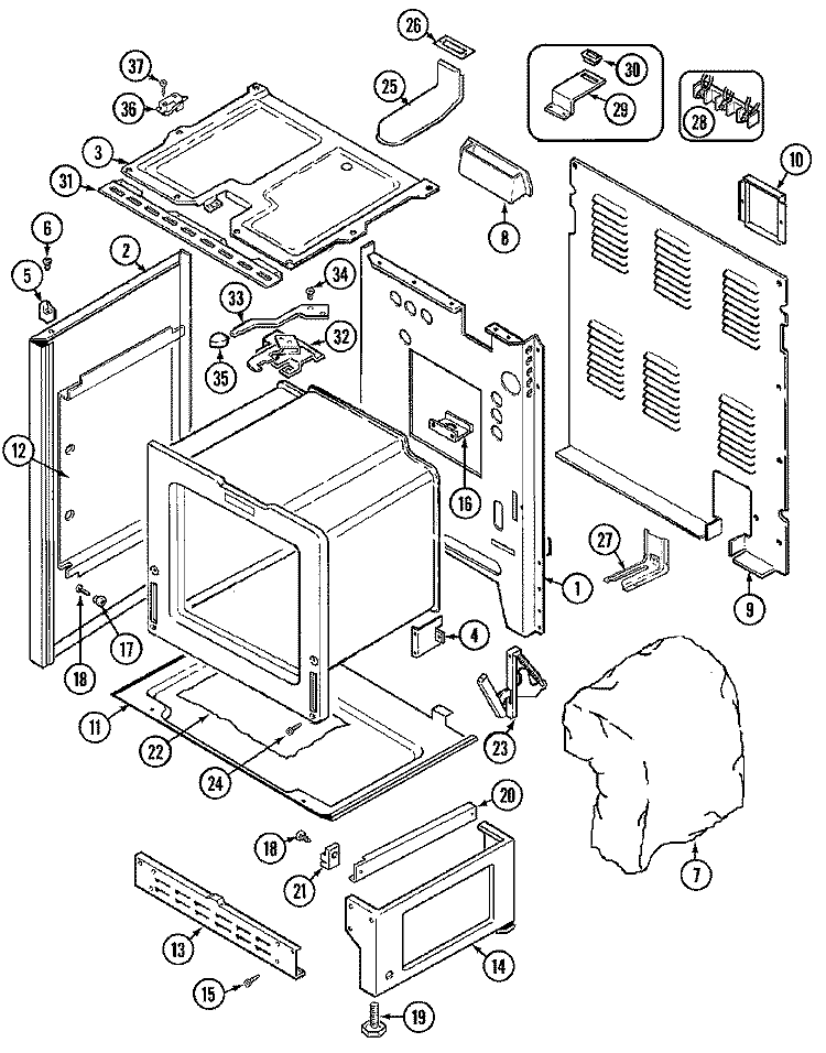 BODY Diagram and Parts List for G3868XRW  Maytag Range