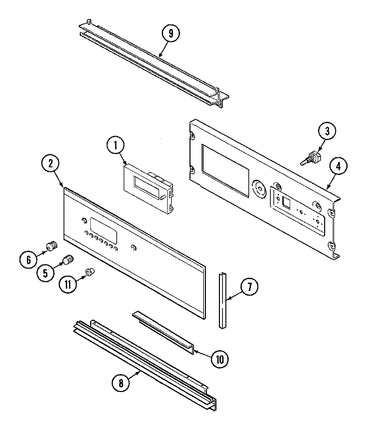 CONTROL PANEL Diagram and Parts List for 9865XUB  Magic Chef Wall Oven