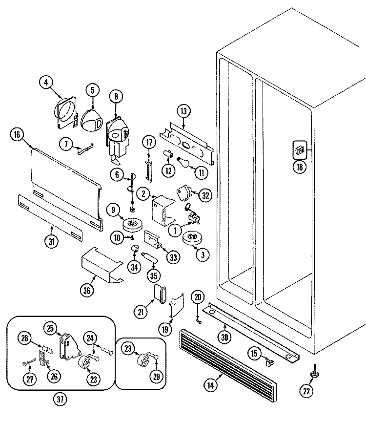 FRESH FOOD COMPARTMENT Diagram and Parts List for JRS229A  Jenn-Air Refrigerator