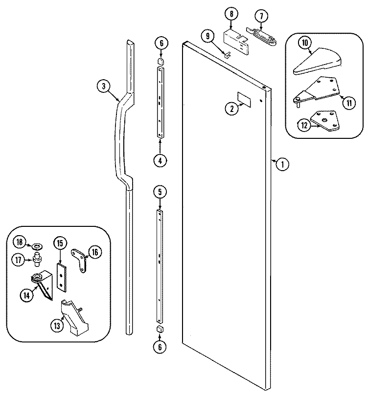 FRESH FOOD OUTER DOOR Diagram and Parts List for JRS229A  Jenn-Air Refrigerator