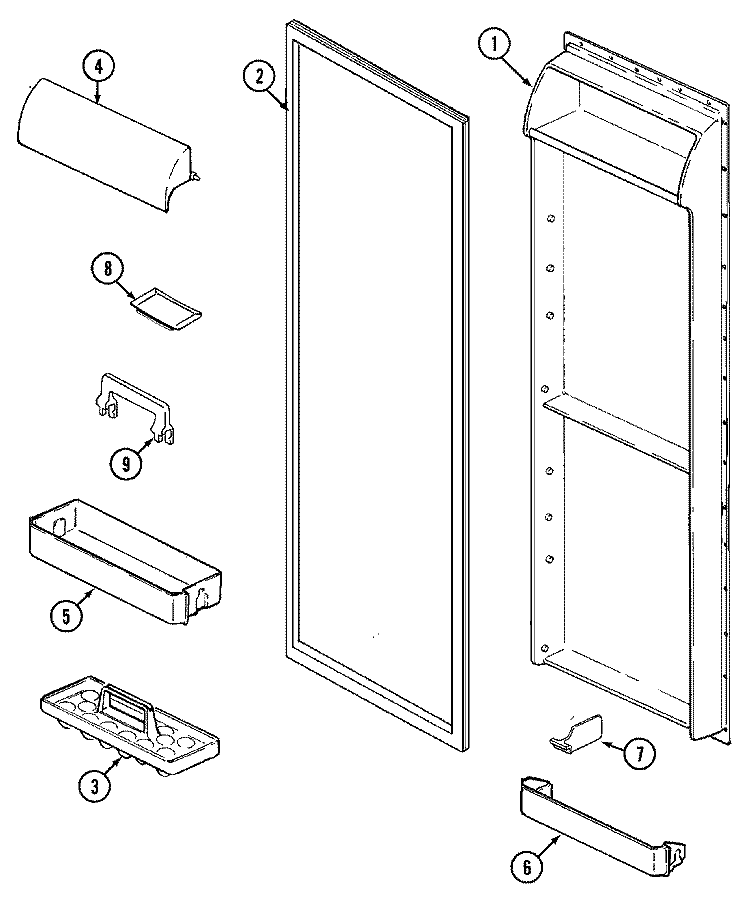 FRESH FOOD INNER DOOR Diagram and Parts List for JRSD2490TW  Jenn-Air Refrigerator