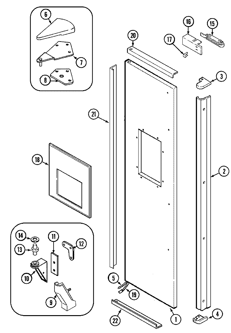 FREEZER OUTER DOOR Diagram and Parts List for JRSDE249TW  Jenn-Air Refrigerator