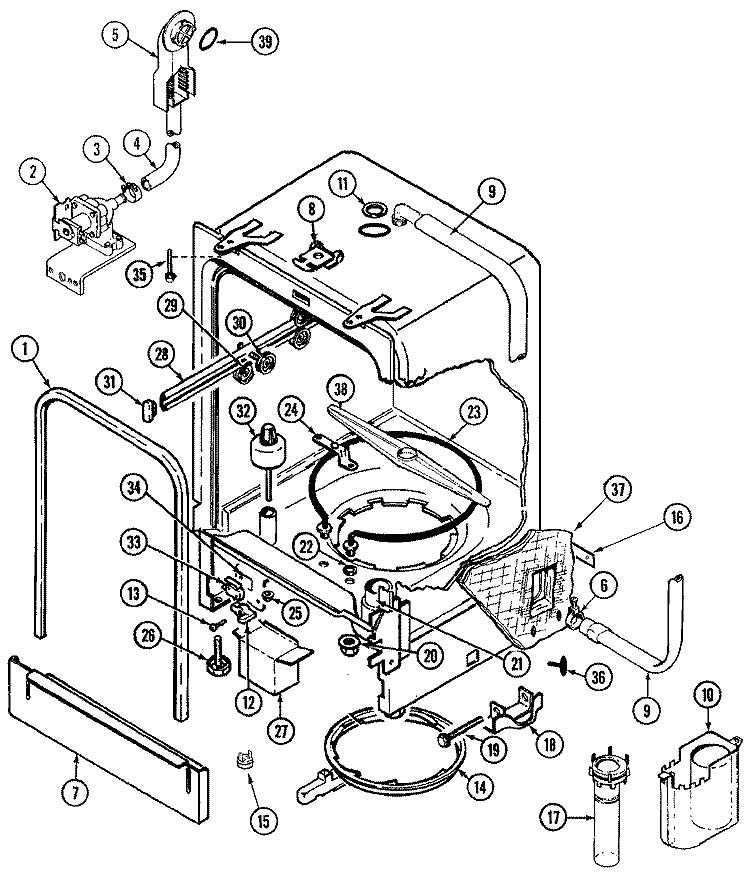 TUB Diagram and Parts List for GDU4K-CN  Maytag Dishwasher