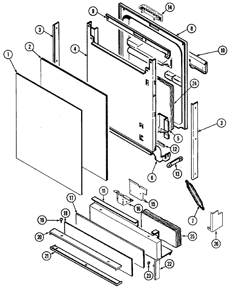 DOOR Diagram and Parts List for GDU20JV-CN  Maytag Dishwasher