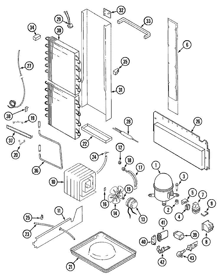 UNIT COMPARTMENT & SYSTEM Diagram and Parts List for KG66U51  Maytag Refrigerator