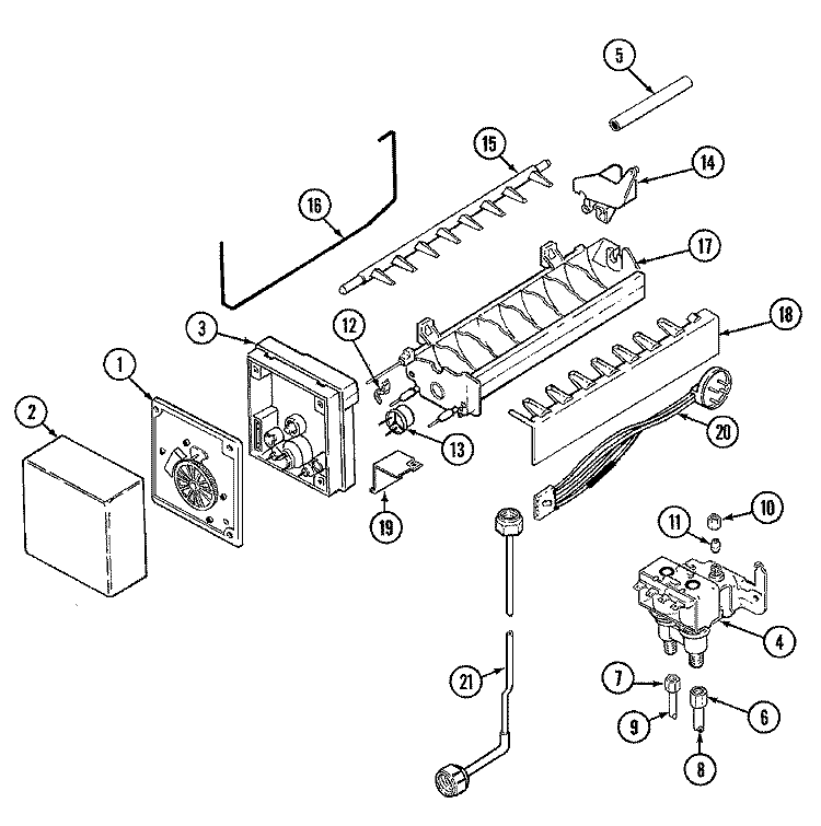 ICE MAKER Diagram and Parts List for KG66U51  Maytag Refrigerator