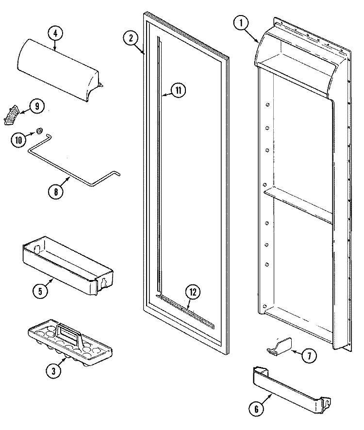 FRESH FOOD INNER DOOR Diagram and Parts List for KG66U51  Maytag Refrigerator