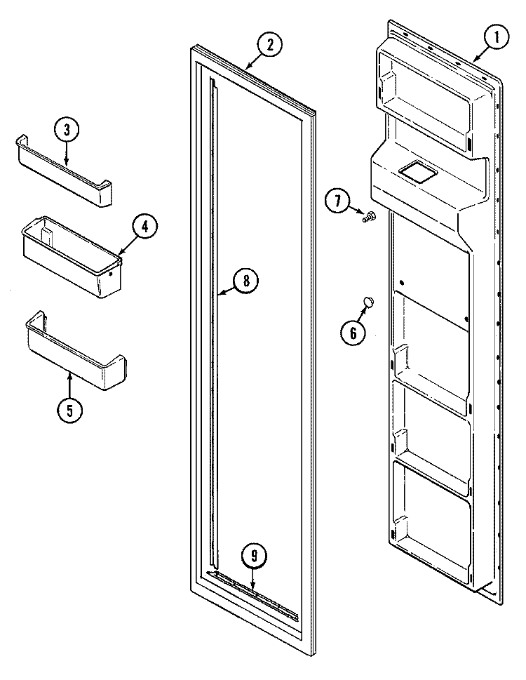 FREEZER INNER DOOR Diagram and Parts List for JRSD249KA  Jenn-Air Refrigerator