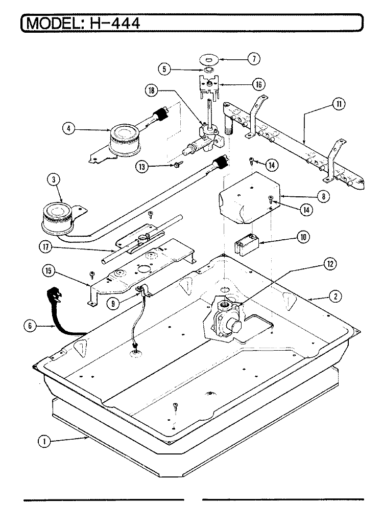 BURNER ASSEMBLY (CH4 - 44x9) Diagram and Parts List for CH4-44W9  Hardwick Cooktop