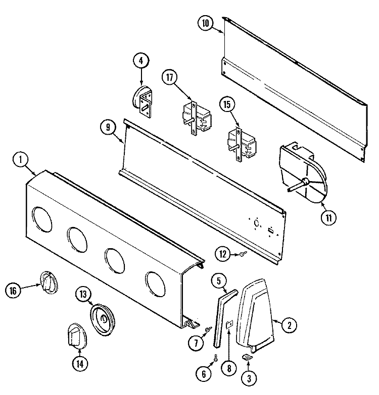 CONTROL PANEL Diagram and Parts List for W227LV  Magic Chef Washer