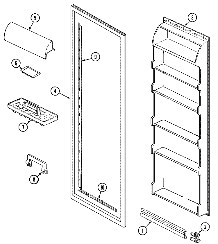 FRESH FOOD INNER DOOR Diagram and Parts List for GS20B4D3EV  Maytag Refrigerator