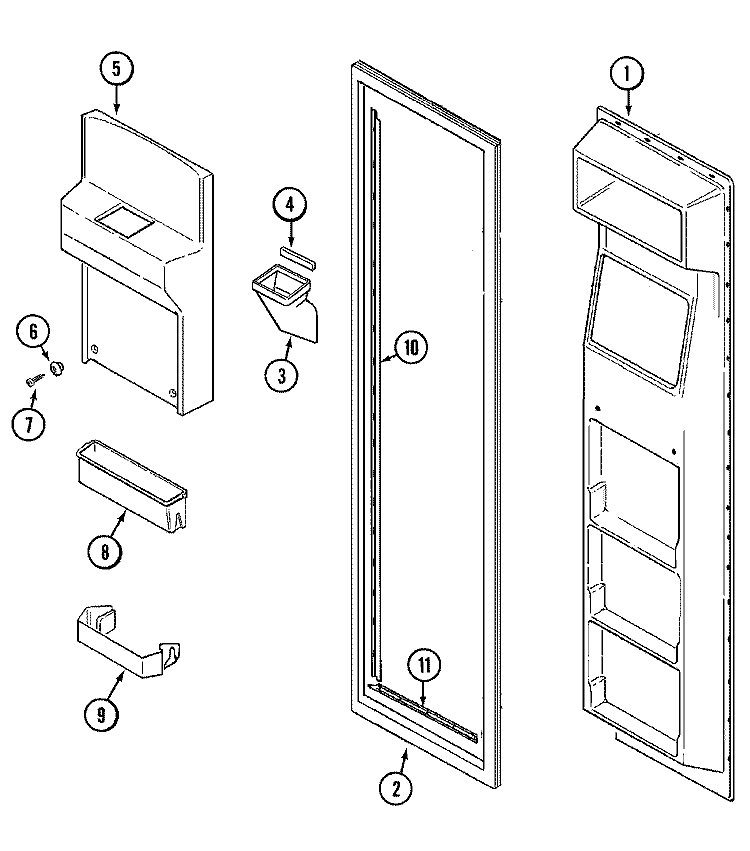 FREEZER INNER DOOR Diagram and Parts List for RST2400EAE  Maytag Refrigerator