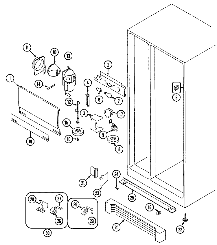 FRESH FOOD COMPARTMENT Diagram and Parts List for RST2400FAM  Maytag Refrigerator