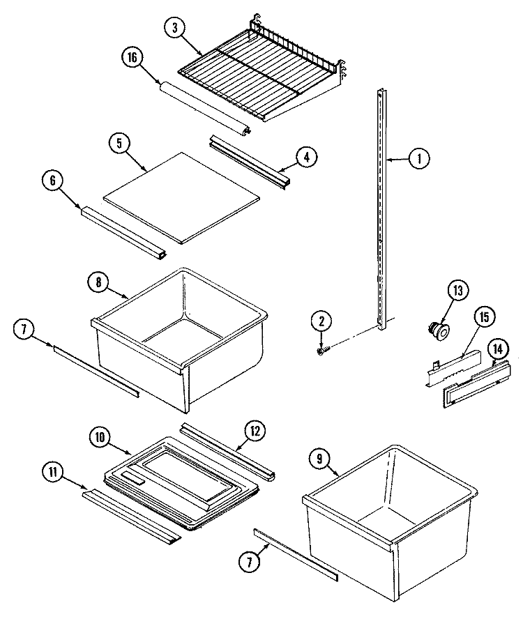 SHELVES & ACCESSORIES Diagram and Parts List for GS20B4D3EV  Maytag Refrigerator