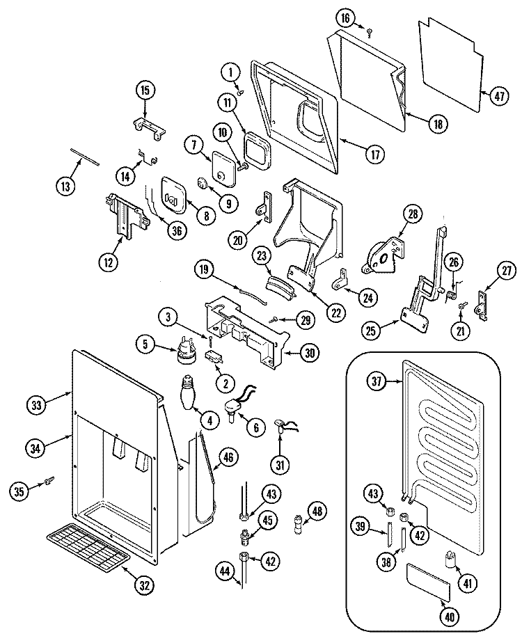 ICE & WATER DISPENSER Diagram and Parts List for GS20B6D3EV  Maytag Refrigerator