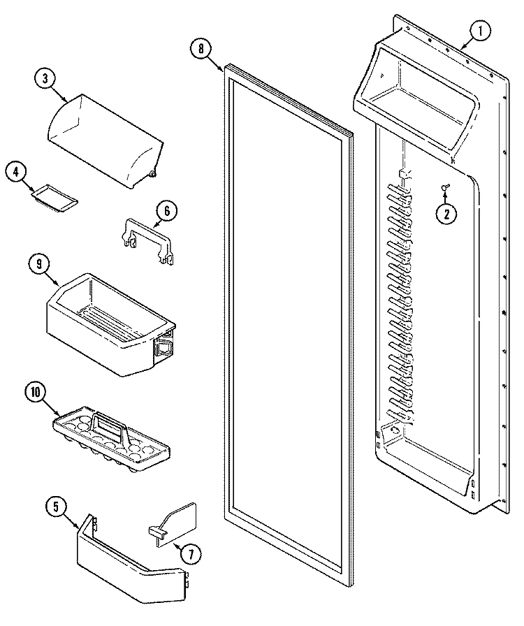 FRESH FOOD INNER DOOR Diagram and Parts List for JRSD279W  Jenn-Air Refrigerator