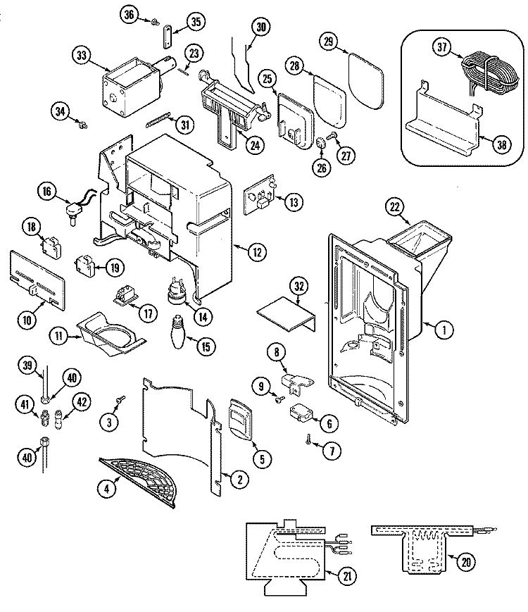 ICE & WATER DISPENSER Diagram and Parts List for RCW2000DAE  Maytag Refrigerator