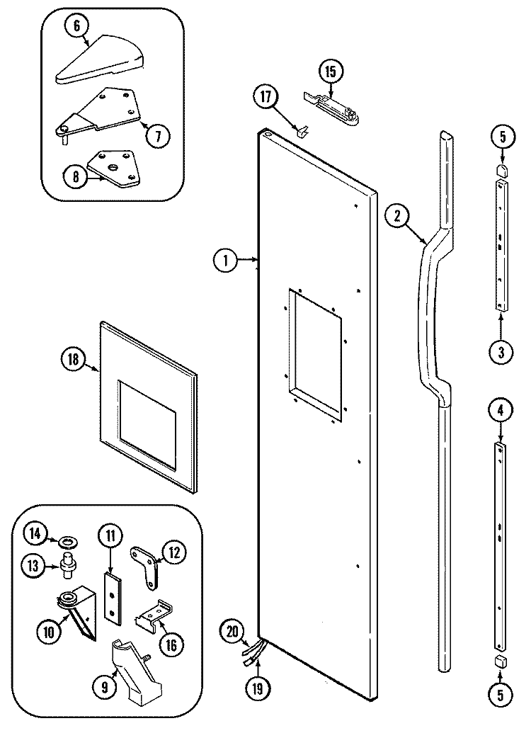 FREEZER OUTER DOOR Diagram and Parts List for JRSD279W  Jenn-Air Refrigerator