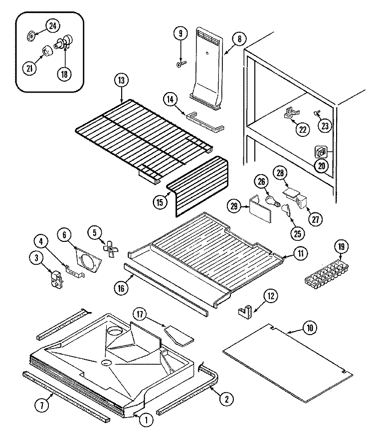 FREEZER COMPARTMENT Diagram and Parts List for JRT1950A  Jenn-Air Refrigerator