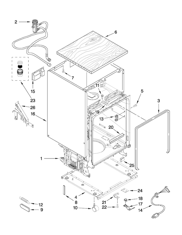 Tub And Frame Parts Diagram and Parts List for MDC4809AWB3  Maytag Dishwasher