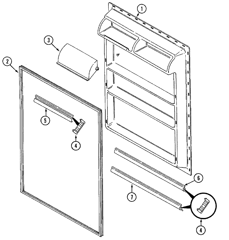 FRESH FOOD INNER DOOR Diagram and Parts List for GT15Y6A  Maytag Refrigerator