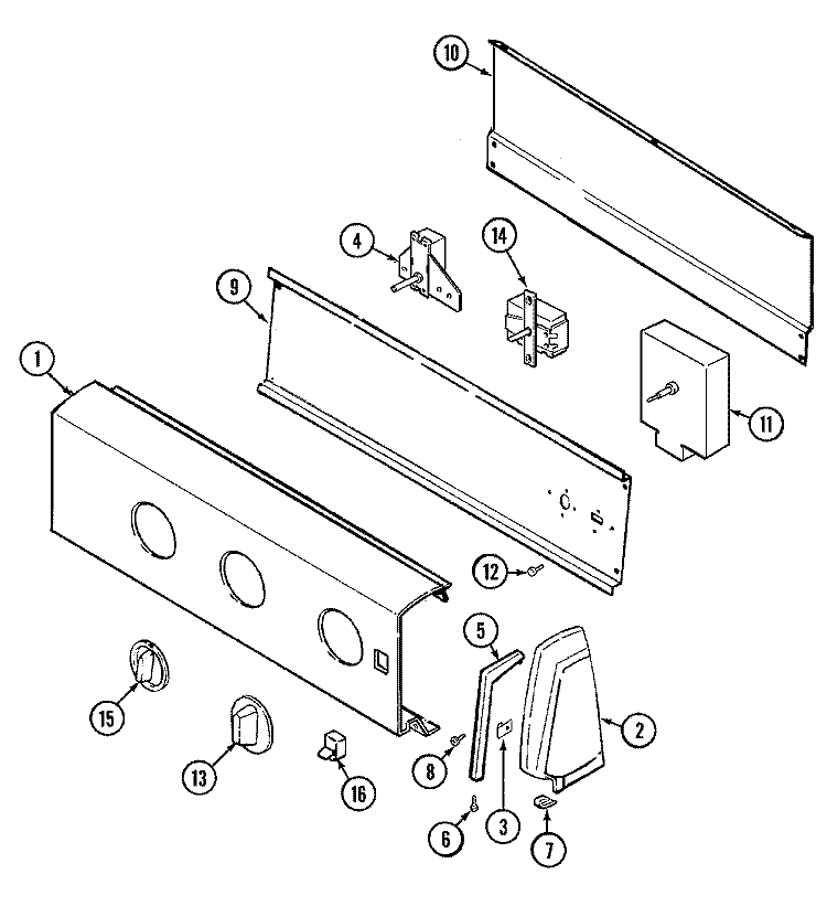 CONTROL PANEL Diagram and Parts List for CDE22B8V  Crosley Dryer