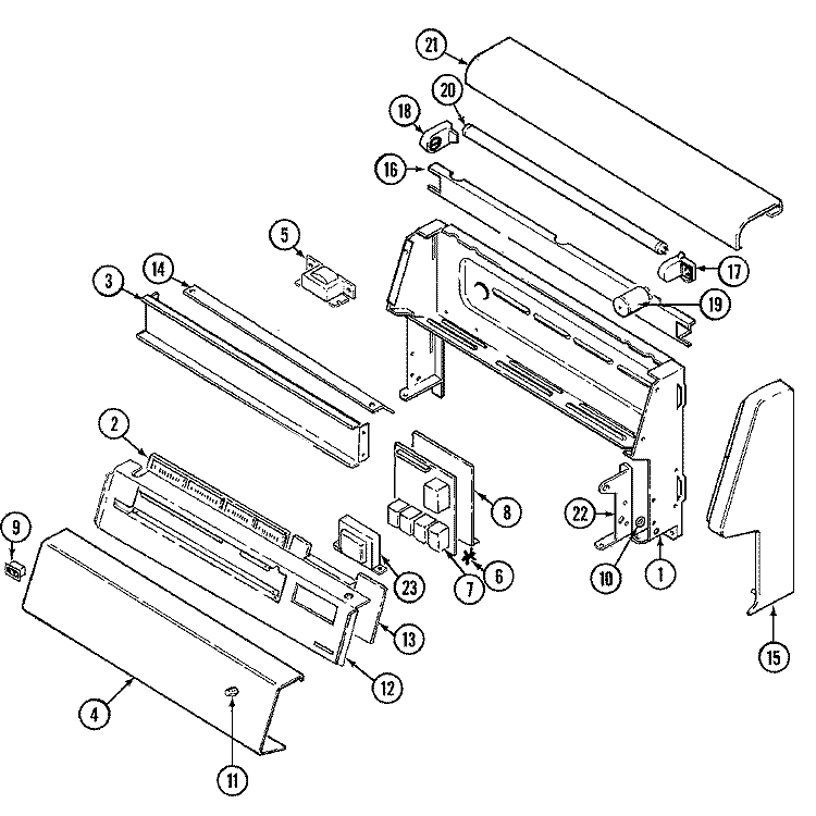 CONTROL PANEL Diagram and Parts List for CRE9900ACB  Maytag Range