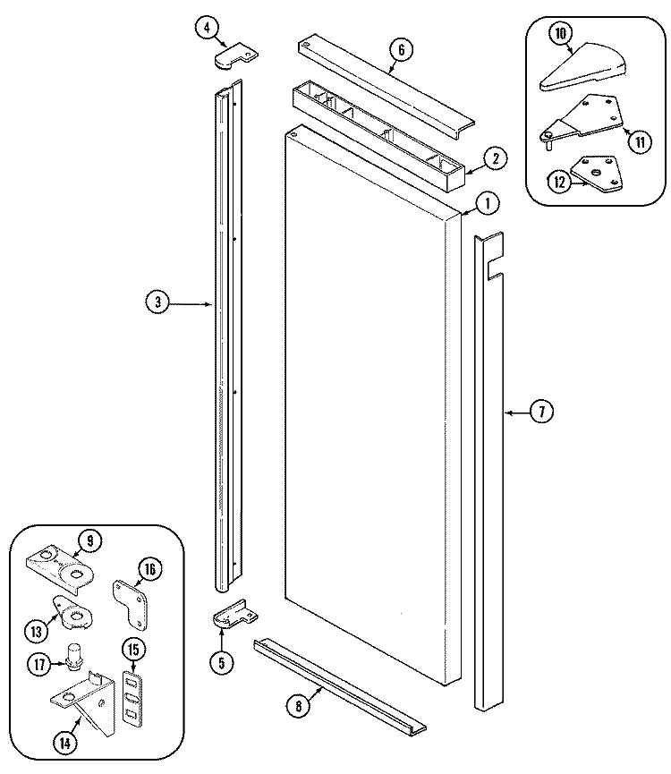 FRESH FOOD OUTER DOOR Diagram and Parts List for RCW2000DAE  Maytag Refrigerator