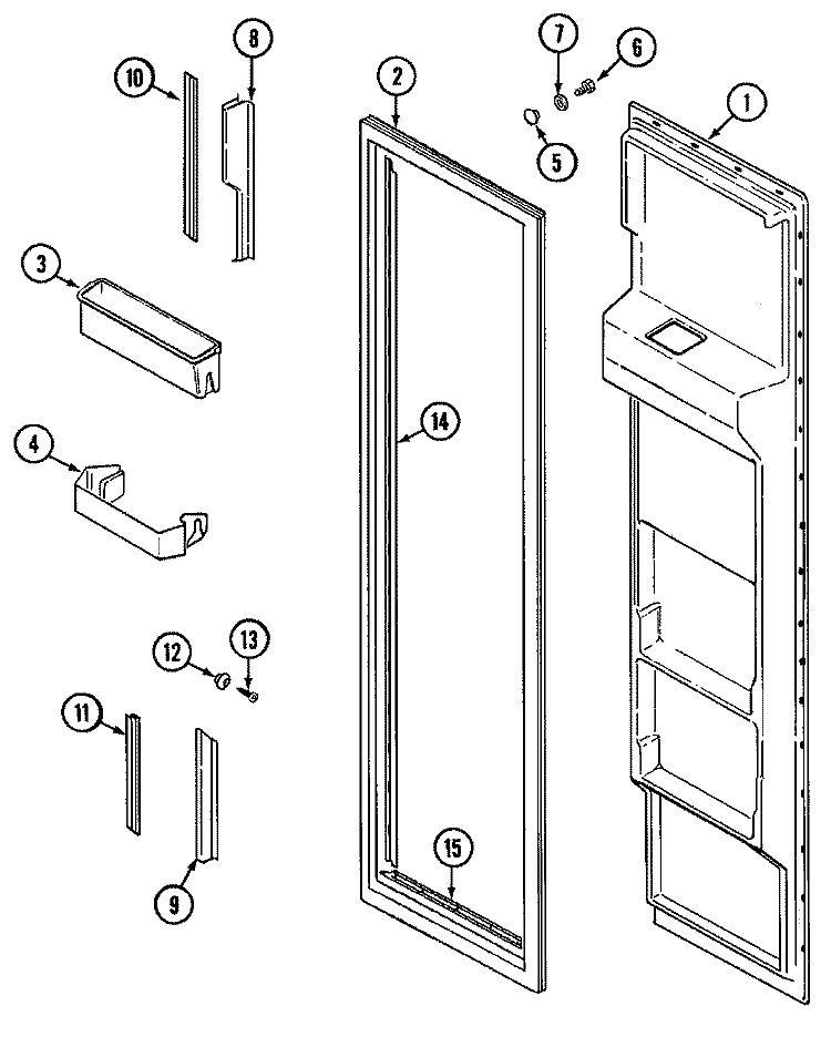 FREEZER INNER DOOR Diagram and Parts List for RCW2000DAE  Maytag Refrigerator