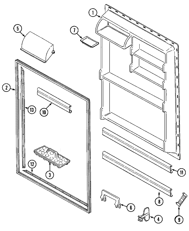FRESH FOOD INNER DOOR Diagram and Parts List for GT17B6N3EA  Maytag Refrigerator