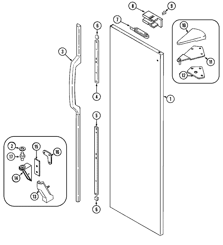 FRESH FOOD OUTER DOOR Diagram and Parts List for JRSD249KA  Jenn-Air Refrigerator