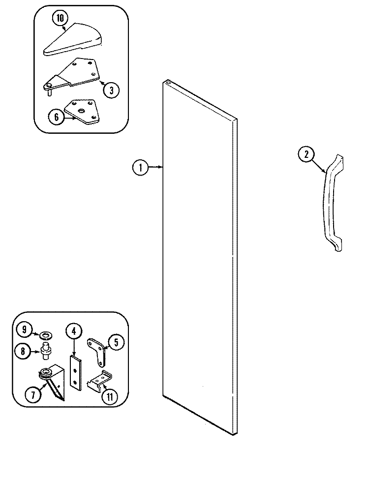 FREEZER OUTER DOOR Diagram and Parts List for GS20B6N3EA  Maytag Refrigerator